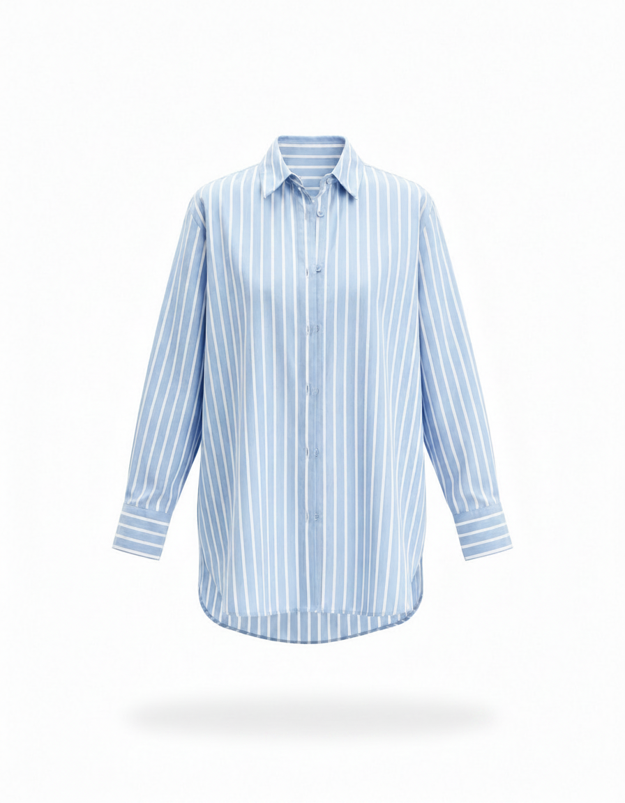 Sireen Striped Shirt – Button-Front Collared  Elora