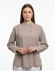 Tamara Striped Shirt – Button-Front Long Sleeve  Elora