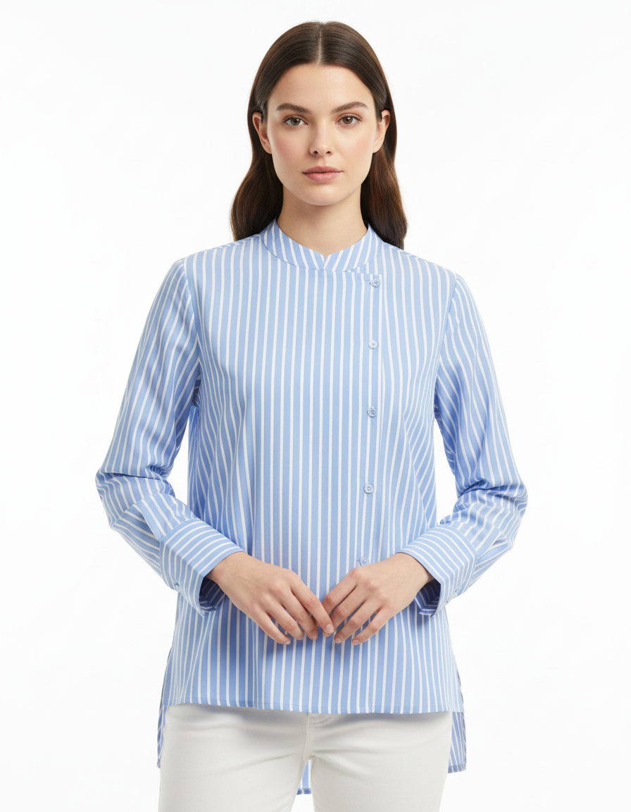 Tamara Striped Shirt – Button-Front Long Sleeve  Elora