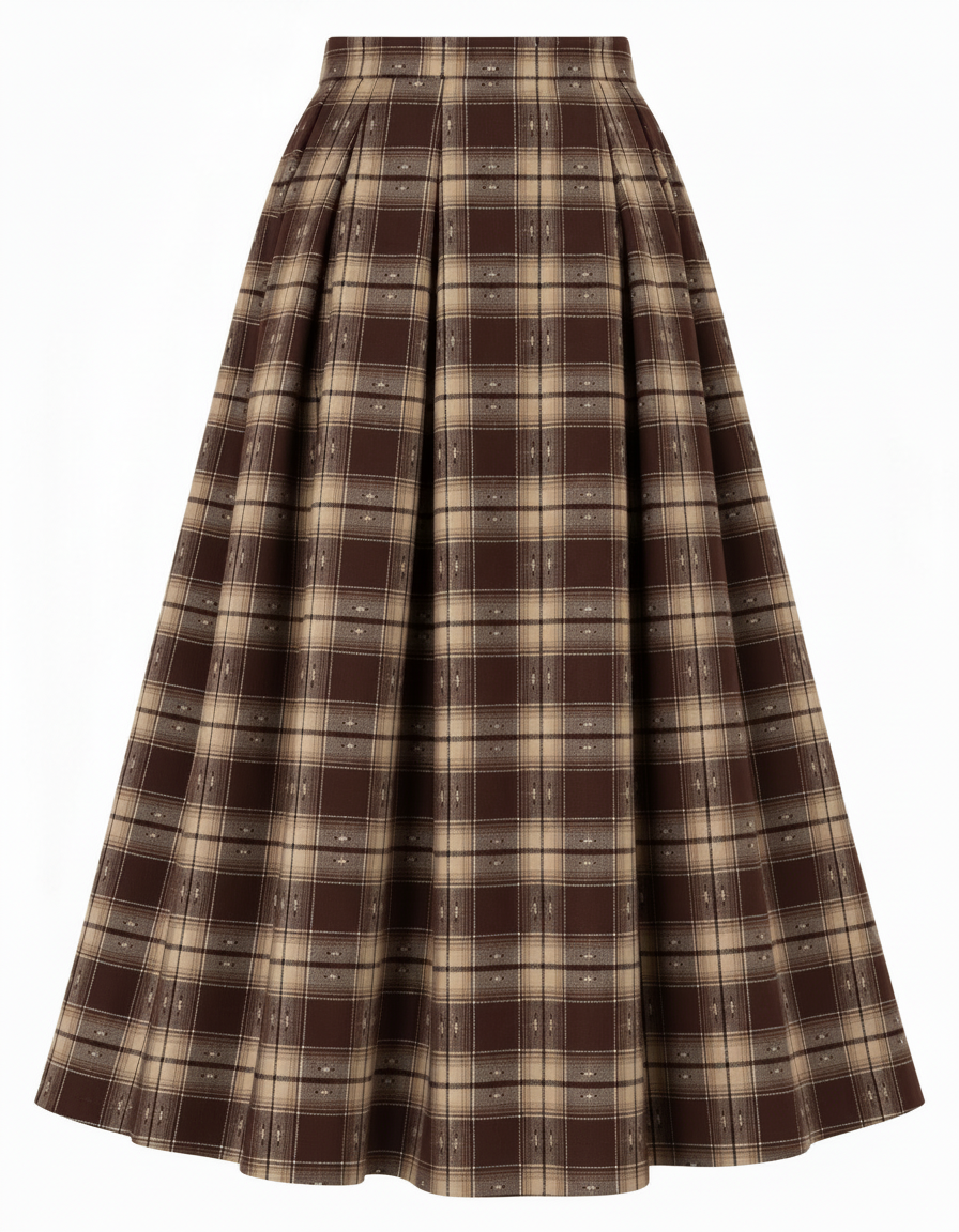 Saja Plaid Maxi Skirt – Pull-On  Elora