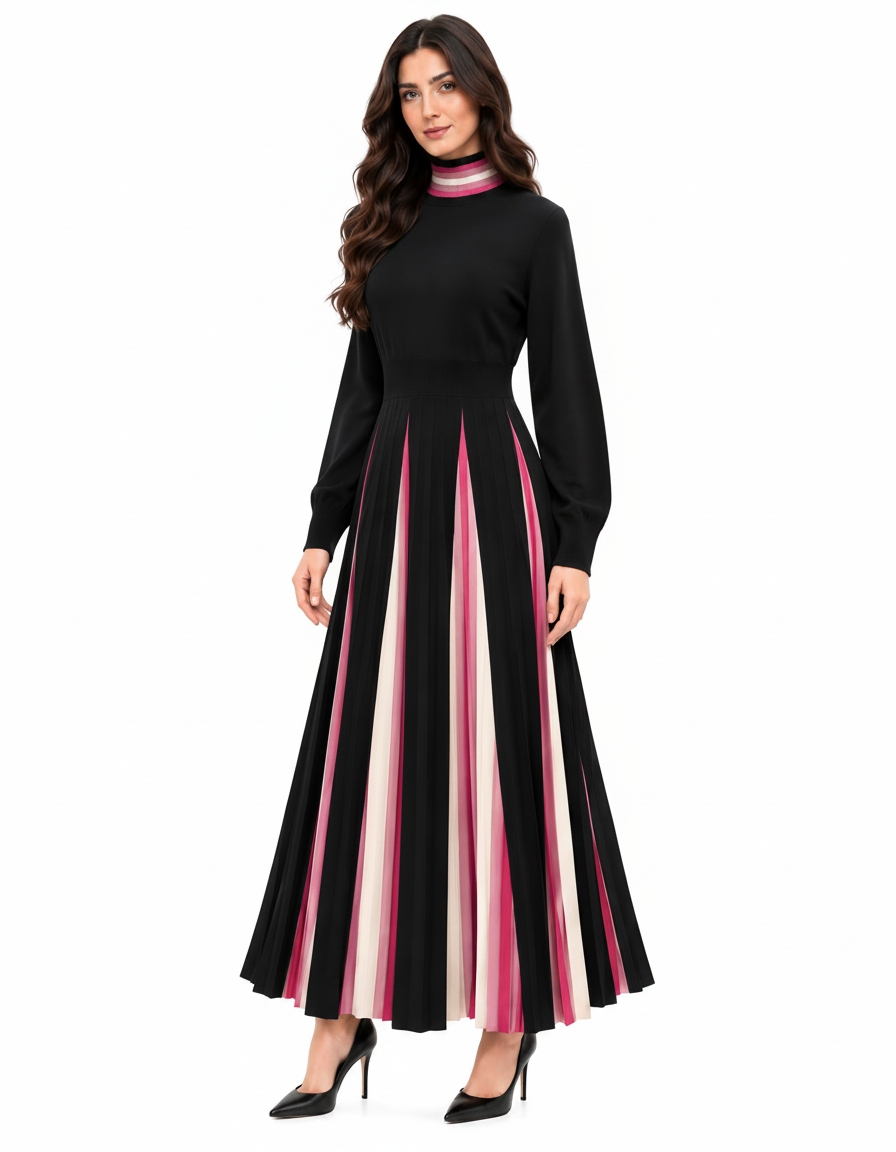 Kawthar Viscose Maxi Dress – Pull-On Long Sleeve  Elora