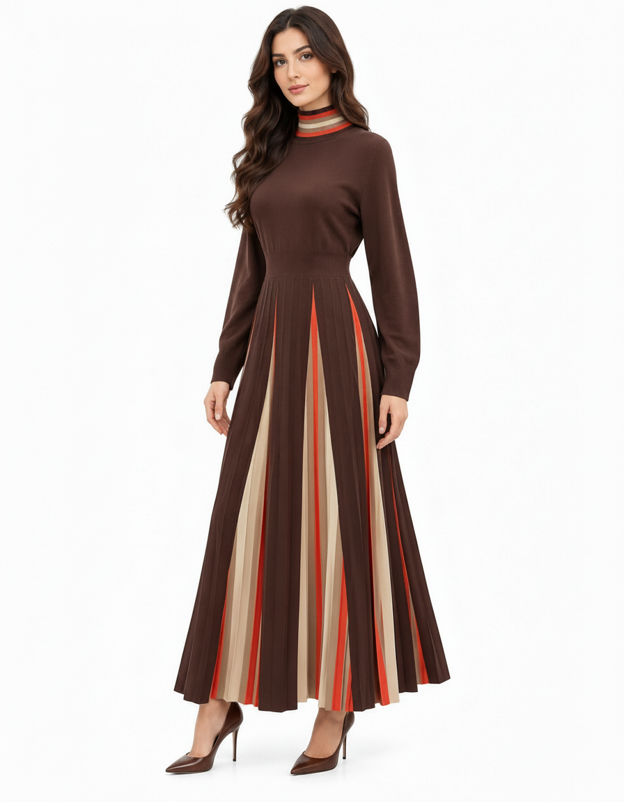 Kawthar Viscose Maxi Dress – Pull-On Long Sleeve  Elora