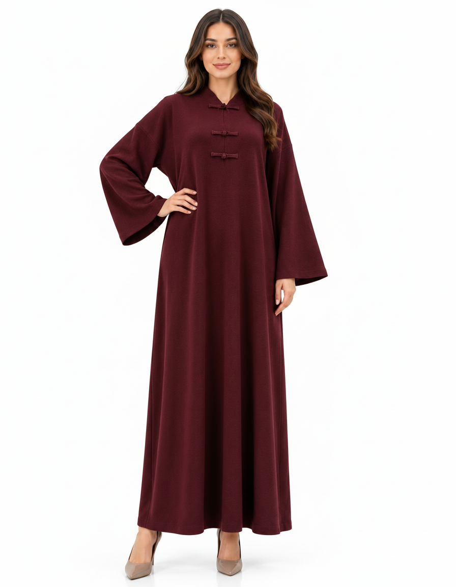 Farha Viscose Maxi Dress – Long Sleeve  Elora