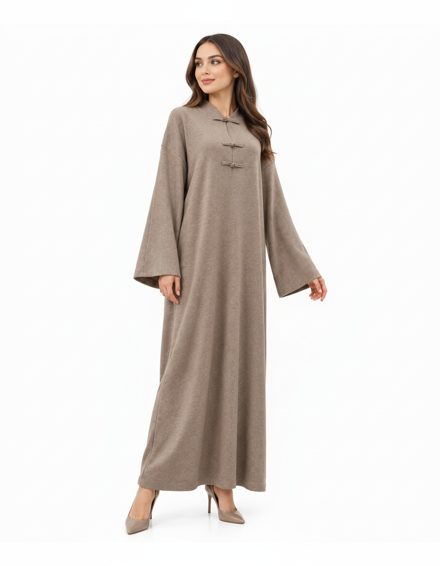 Farha Viscose Maxi Dress – Long Sleeve  Elora