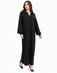Hanadi Viscose Maxi Dress – Pull-On Collared  Elora