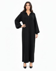 Hanadi Viscose Maxi Dress – Pull-On Collared  Elora