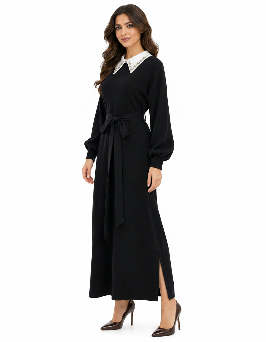 Ferial Viscose Midi Dress – Pull-On Long Sleeve  Elora