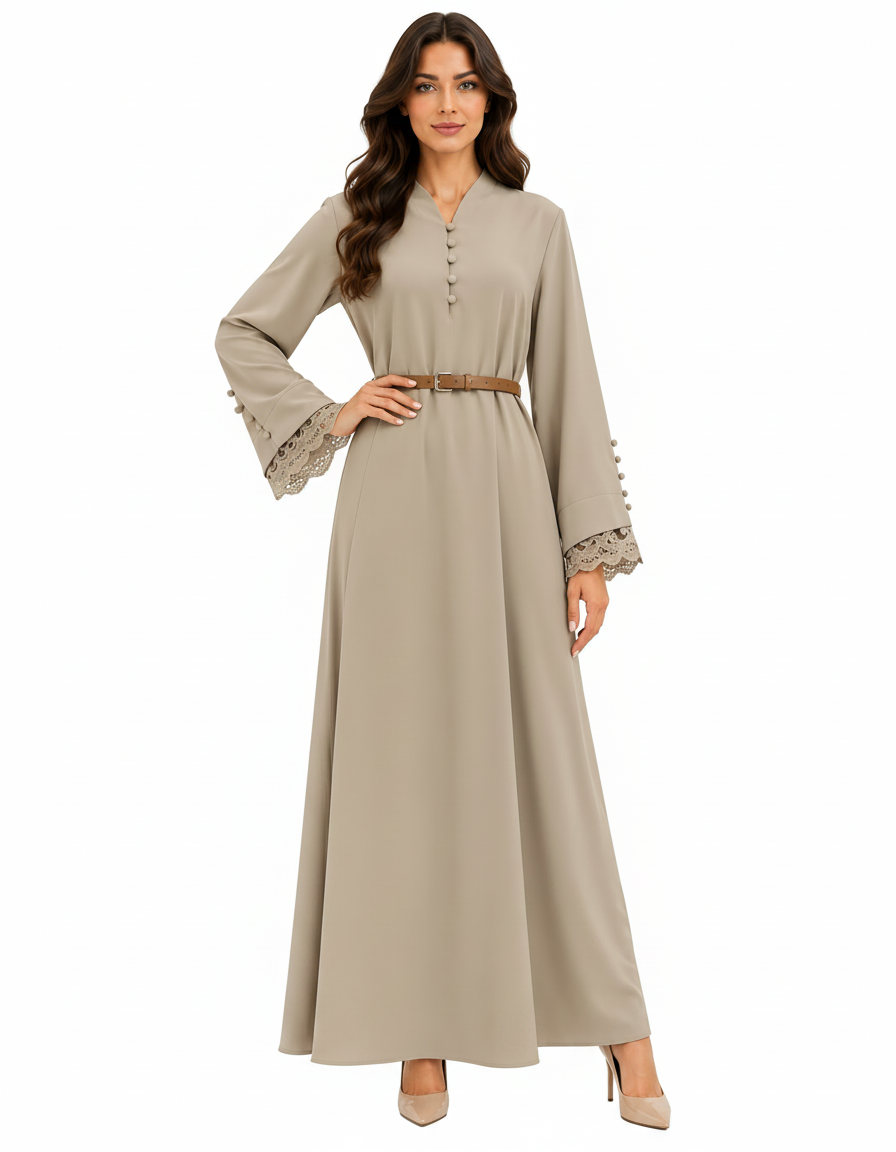 Khloud Everyday Maxi Dress – Button-Front V-Neck  Elora