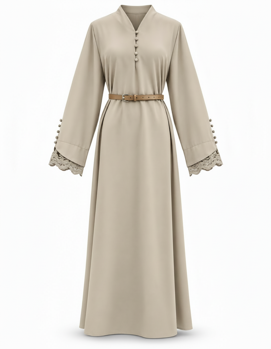 Khloud Everyday Maxi Dress – Button-Front V-Neck  Elora