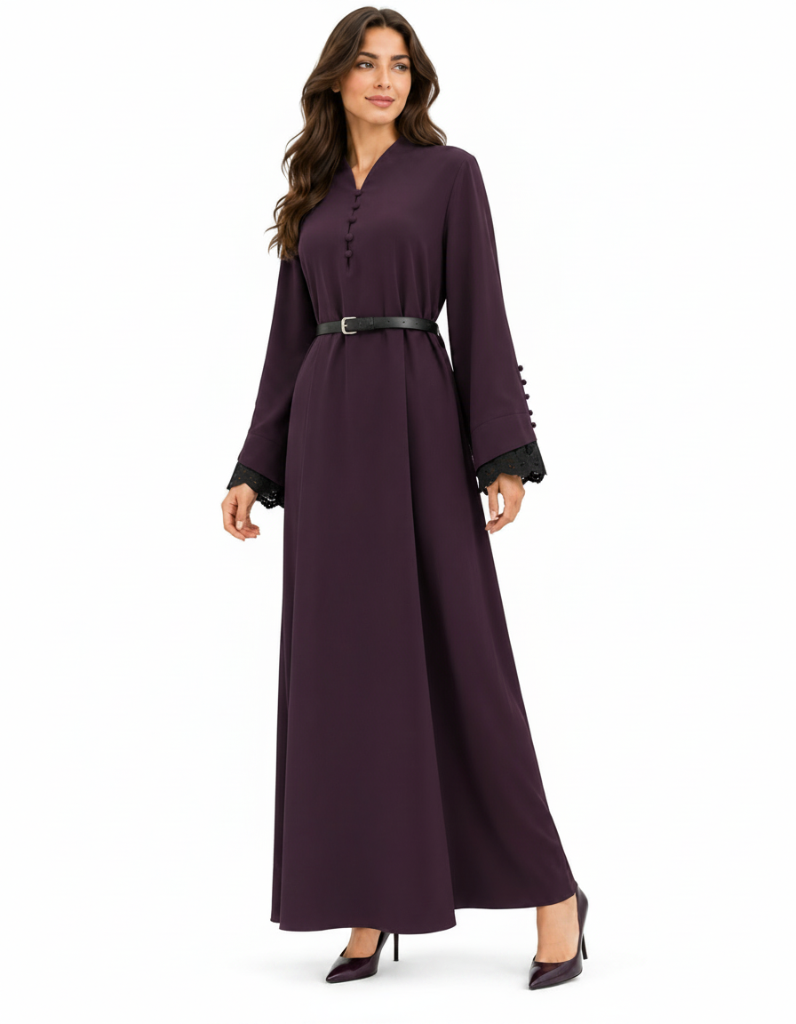 Khloud Everyday Maxi Dress – Button-Front V-Neck  Elora