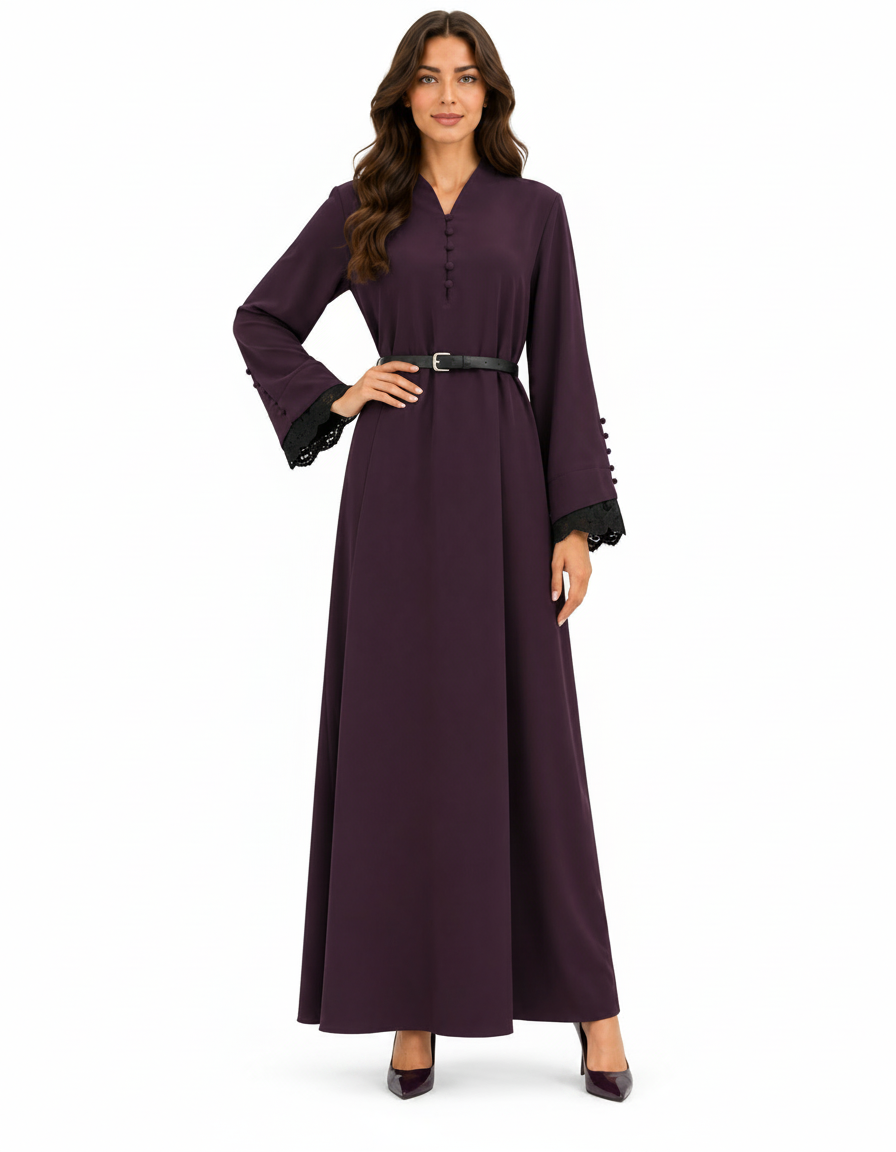 Khloud Everyday Maxi Dress – Button-Front V-Neck  Elora