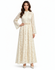 Izdihar Floral Dress – Button-Front Long Sleeve  Elora