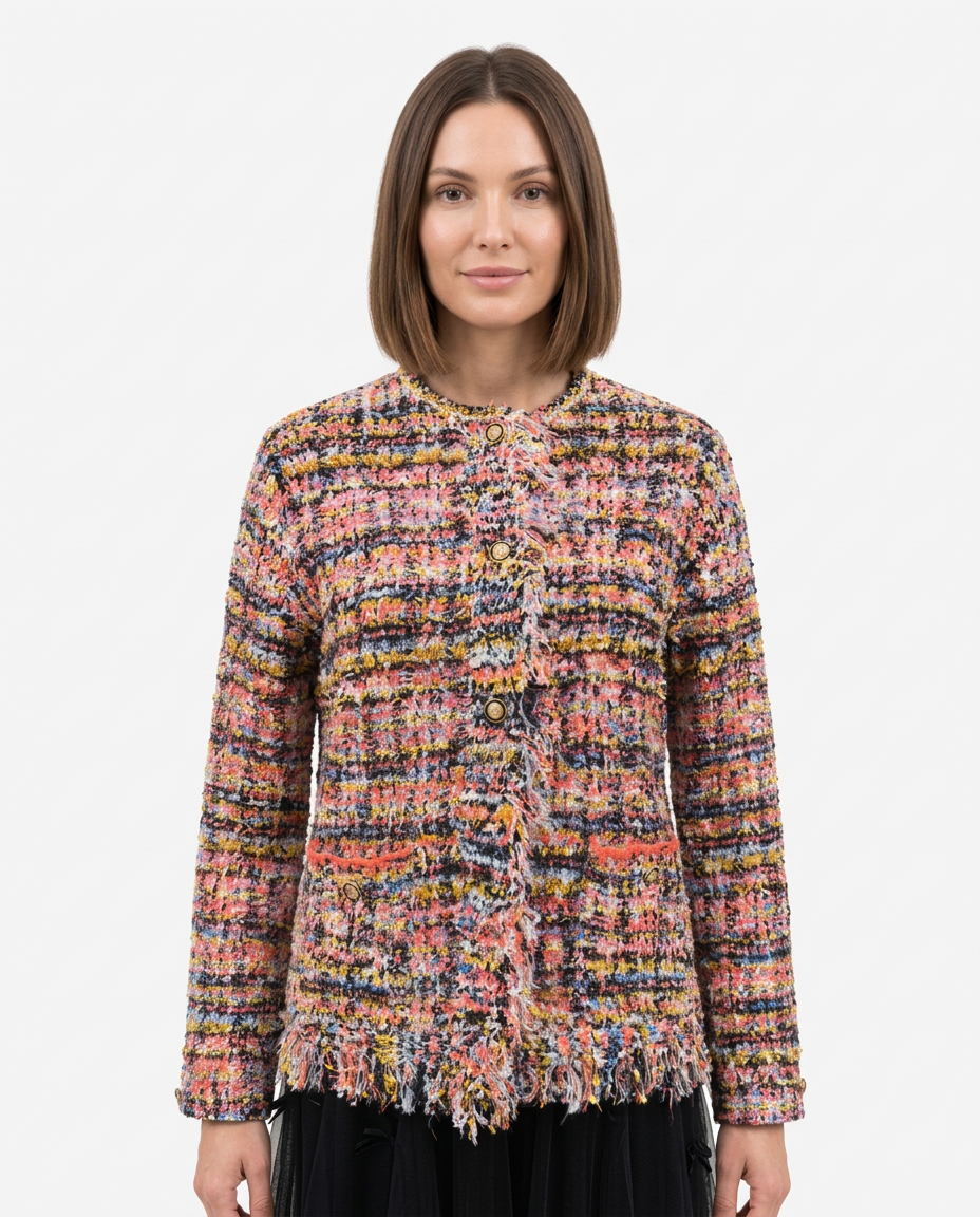 Lamya Striped Blazer – Button-Front Long Sleeve  Elora