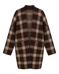 Tuqa Plaid Midi Cardigan – Pull-On Long Sleeve  Elora
