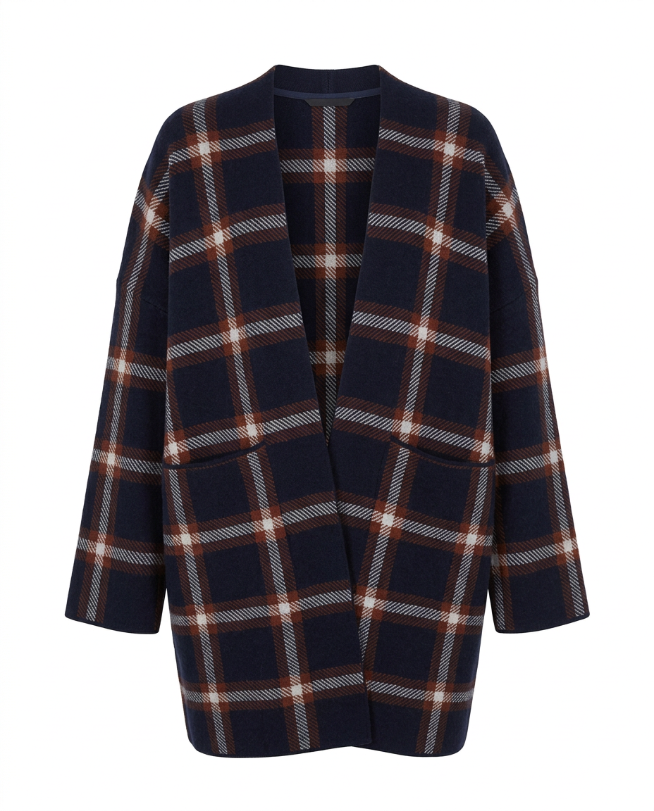 Tuqa Plaid Midi Cardigan – Pull-On Long Sleeve  Elora