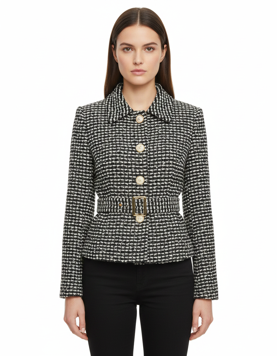 Ibtihal Elegant Midi Jacket – Button-Front Long Sleeve
