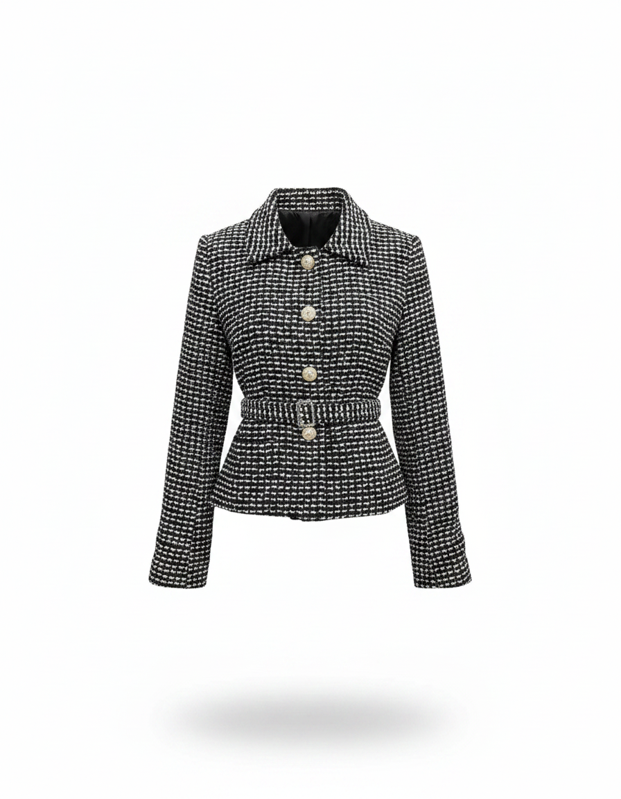Ibtihal Elegant Midi Jacket – Button-Front Long Sleeve
