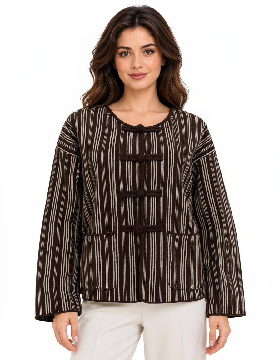 Raneem Plaid Jacket – Boat Neck  Elora