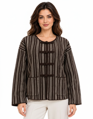 Raneem Plaid Jacket – Boat Neck  Elora