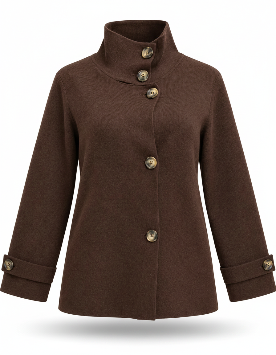 Rawda Viscose Jacket – Button-Front High Neck