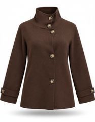 Rawda Viscose Jacket – Button-Front High Neck