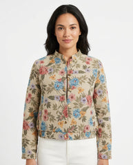 Razan Floral Jacket – Button-Front Long Sleeve  Elora