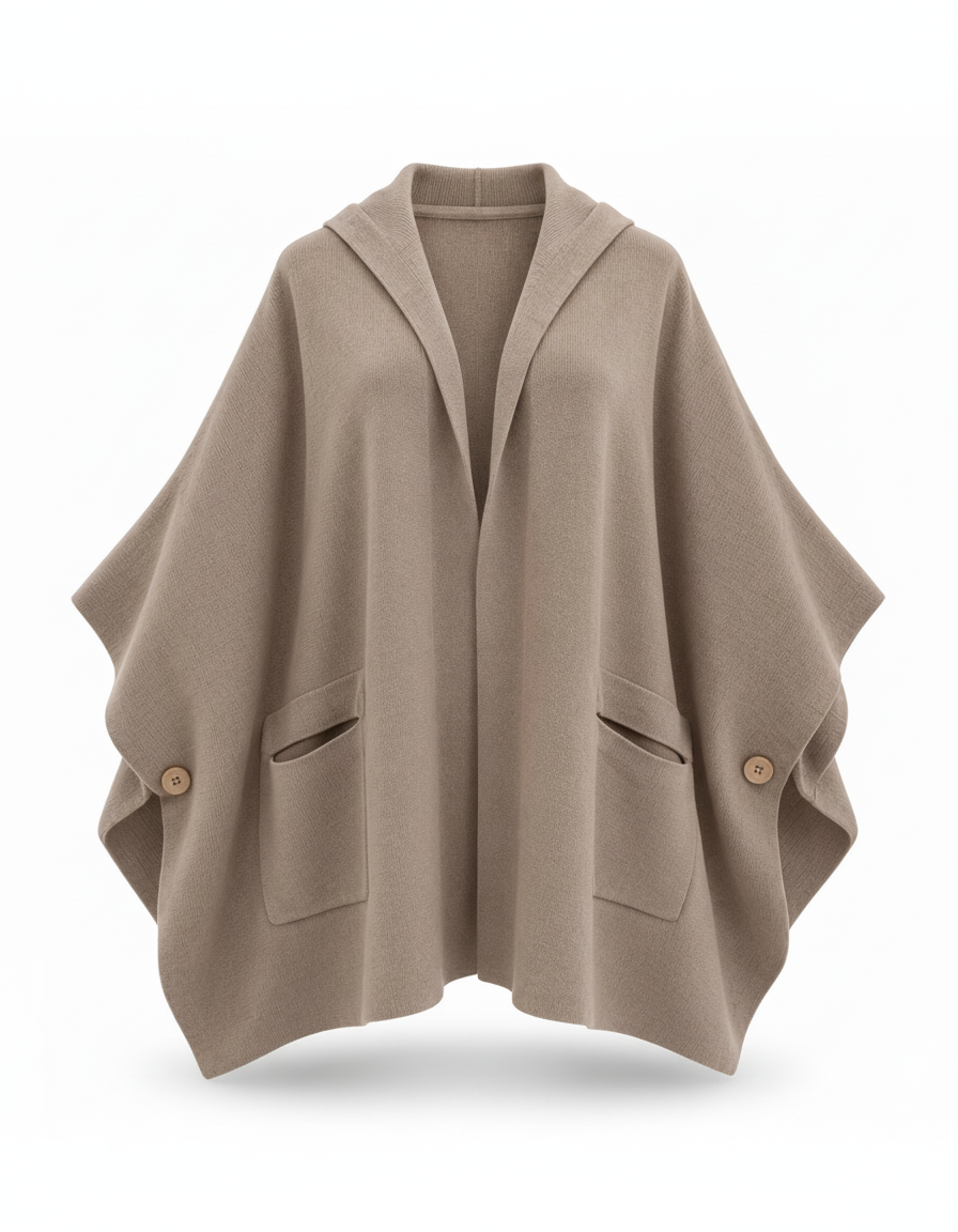 Siham Viscose Jacket – Open-Front Hooded  Elora