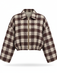 Thuraya Plaid Jacket – Relaxed Fit Collared  Elora