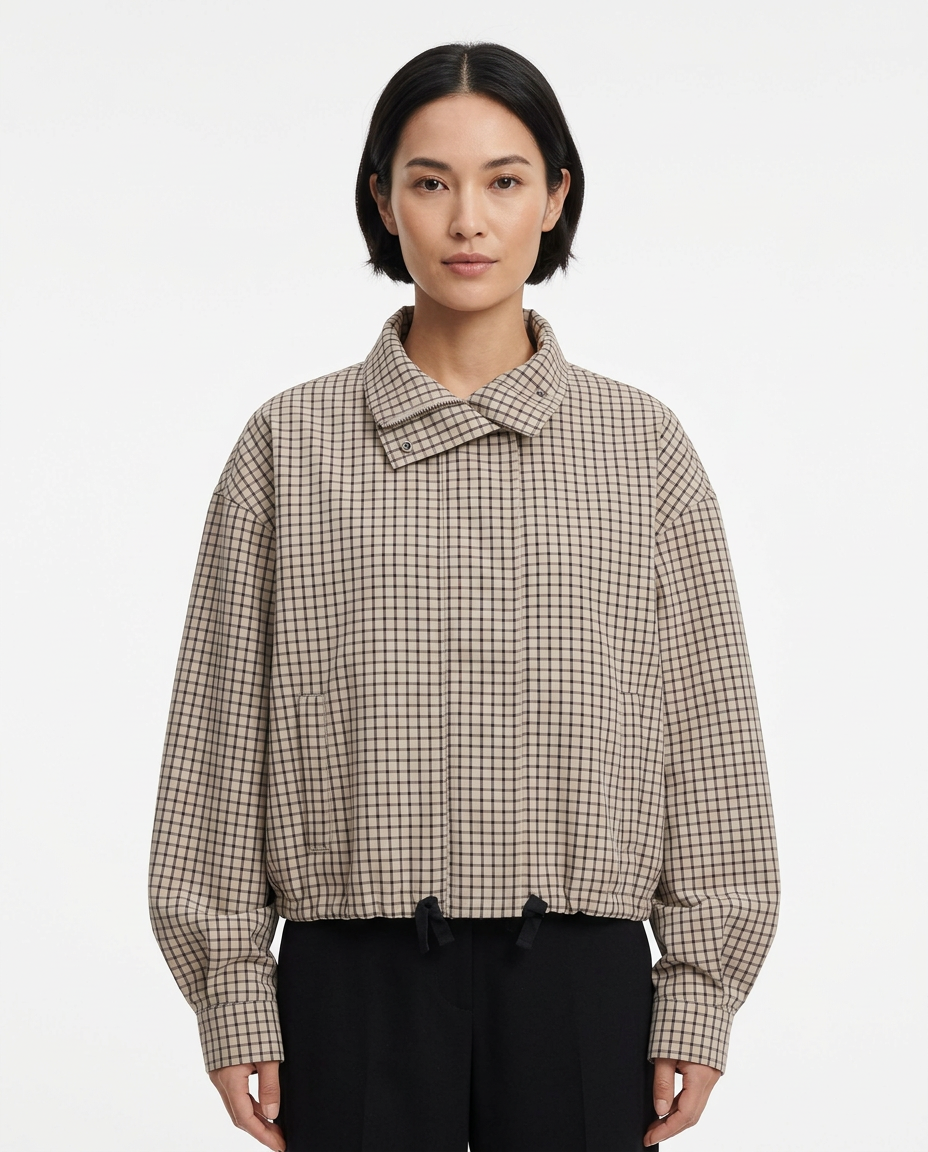 Zainab Plaid Jacket – High Neck  Elora