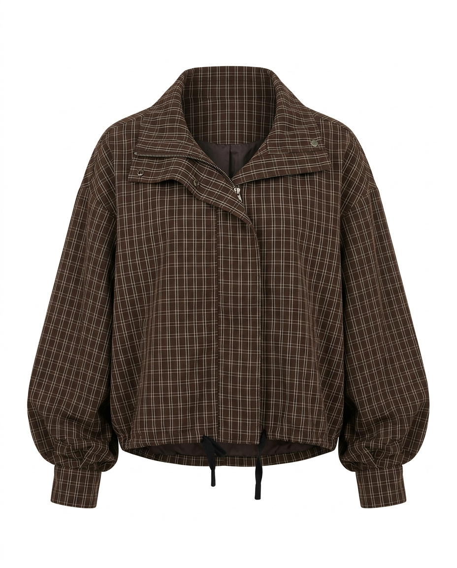 Zainab Plaid Jacket – High Neck  Elora