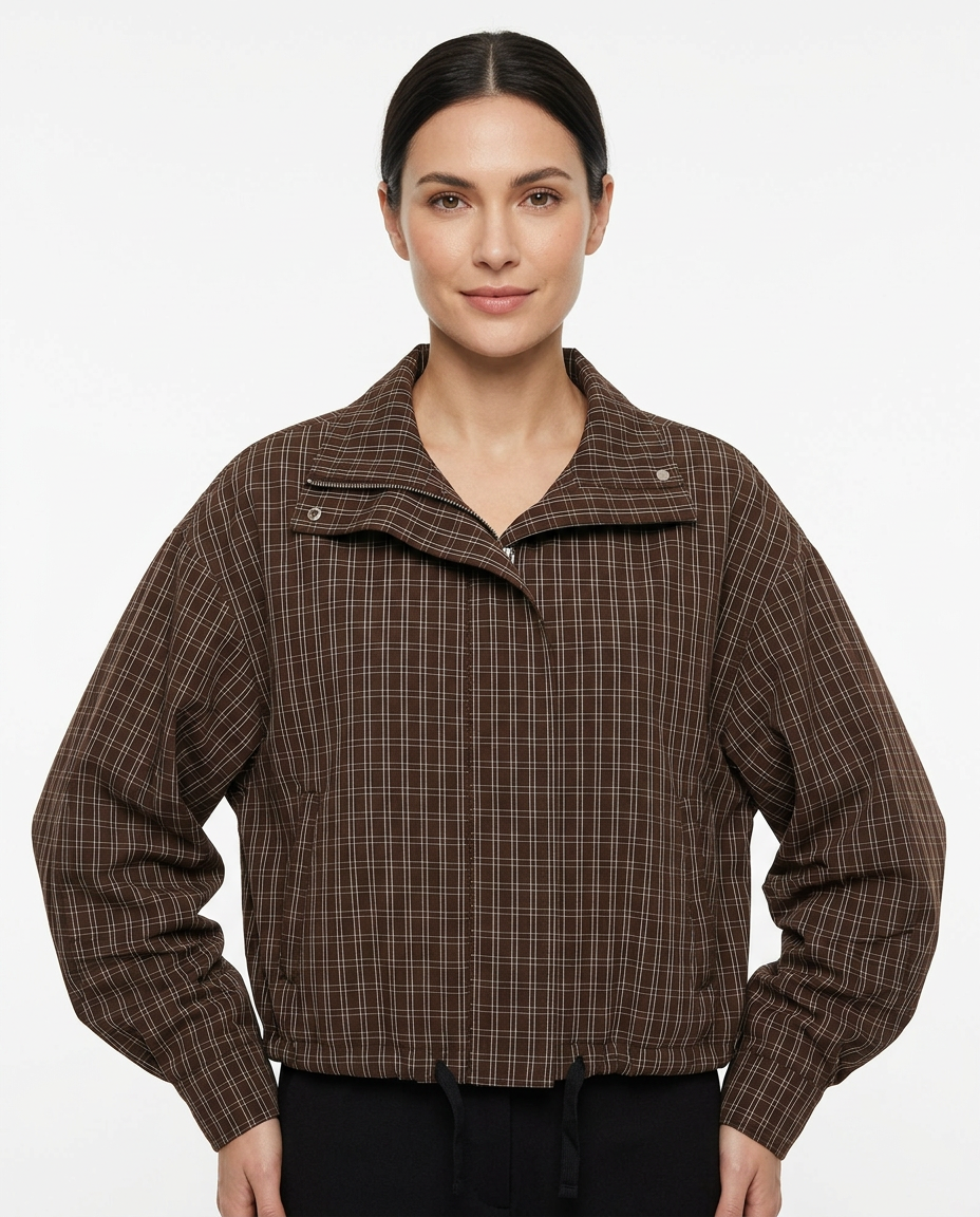 Zainab Plaid Jacket – High Neck  Elora