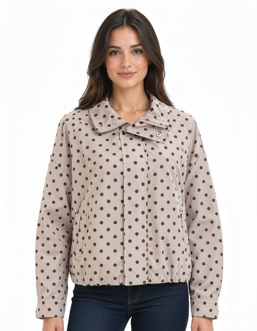 Zeenat Polka Dot Jacket – High Neck  Elora