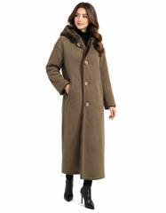 Nagham Everyday Midi Jacket – Button-Front Hooded  Elora