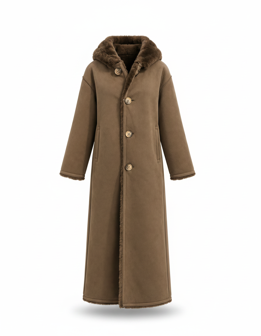 Nagham Everyday Midi Jacket – Button-Front Hooded  Elora