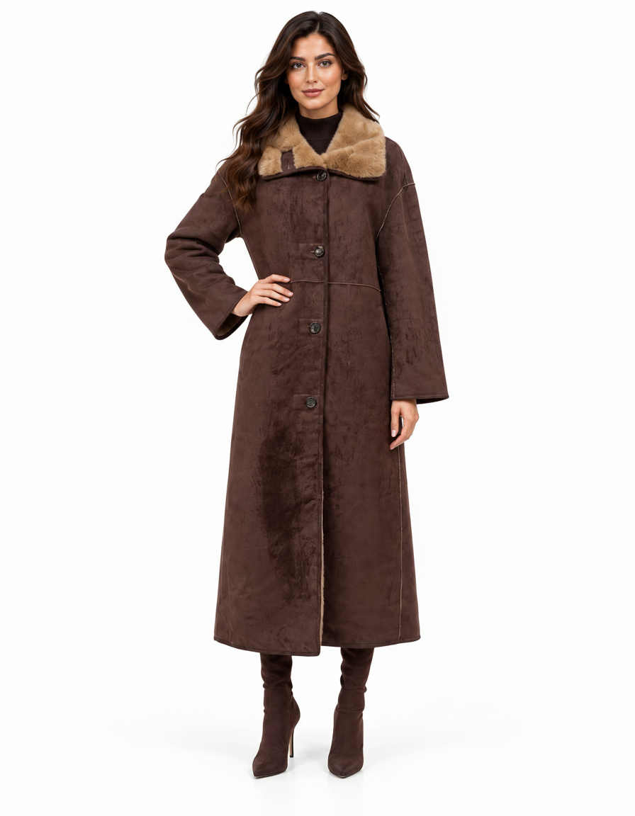 Nahed Everyday Maxi Jacket – Button-Front High Neck  Elora