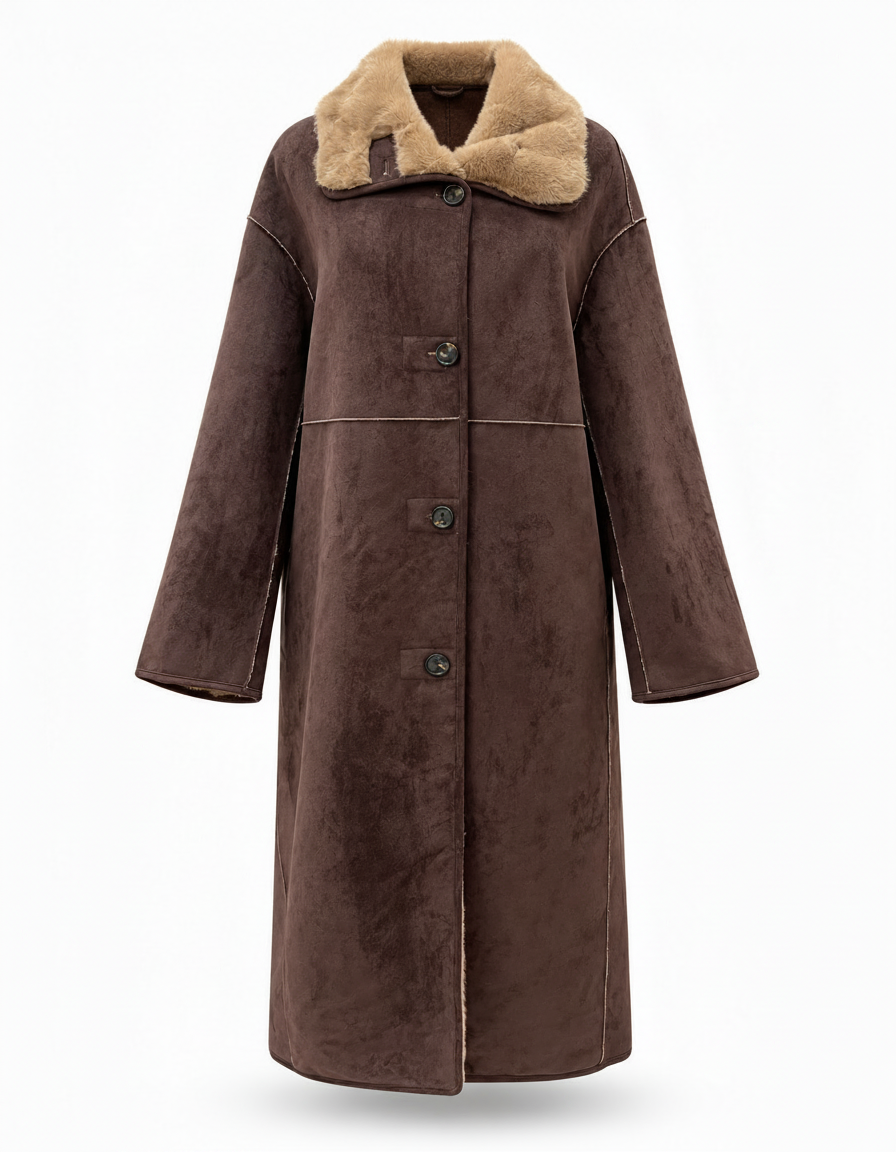 Nahed Everyday Maxi Jacket – Button-Front High Neck  Elora