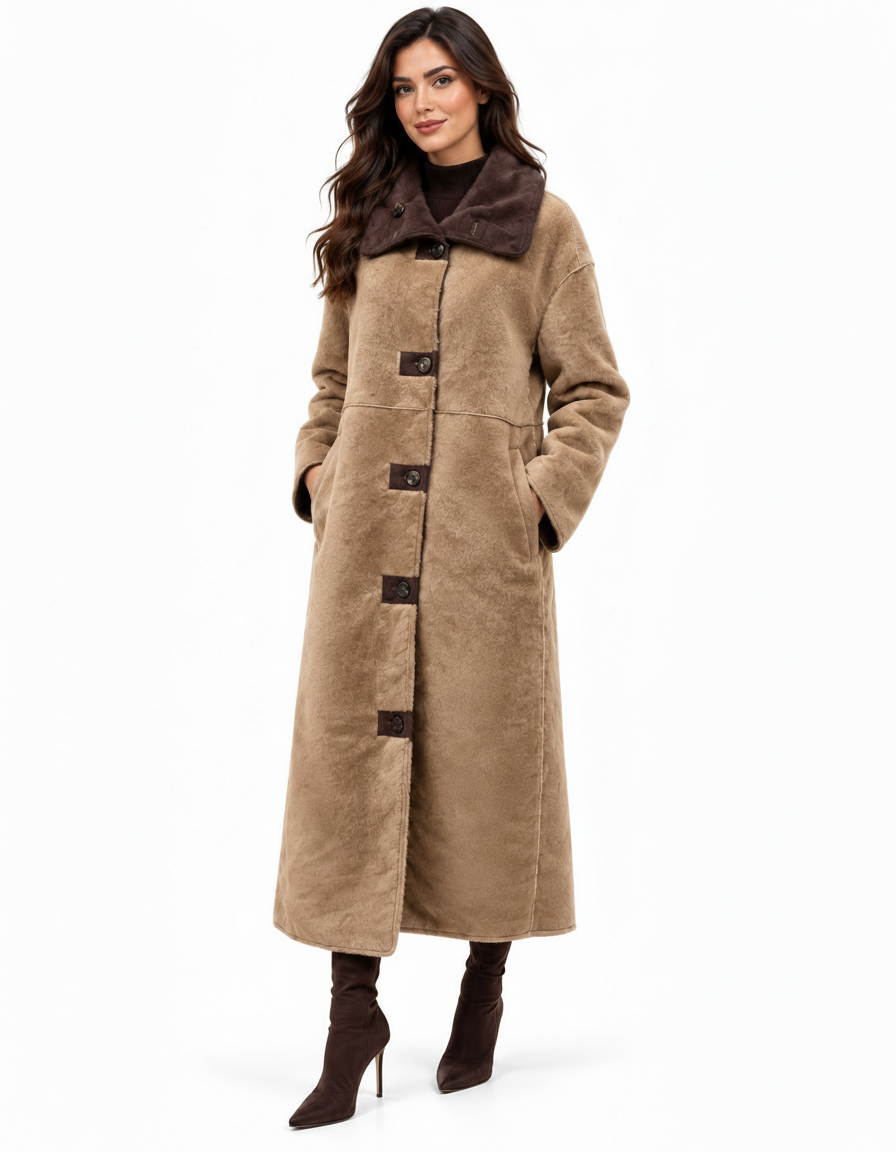 Nahed Everyday Maxi Jacket – Button-Front High Neck  Elora