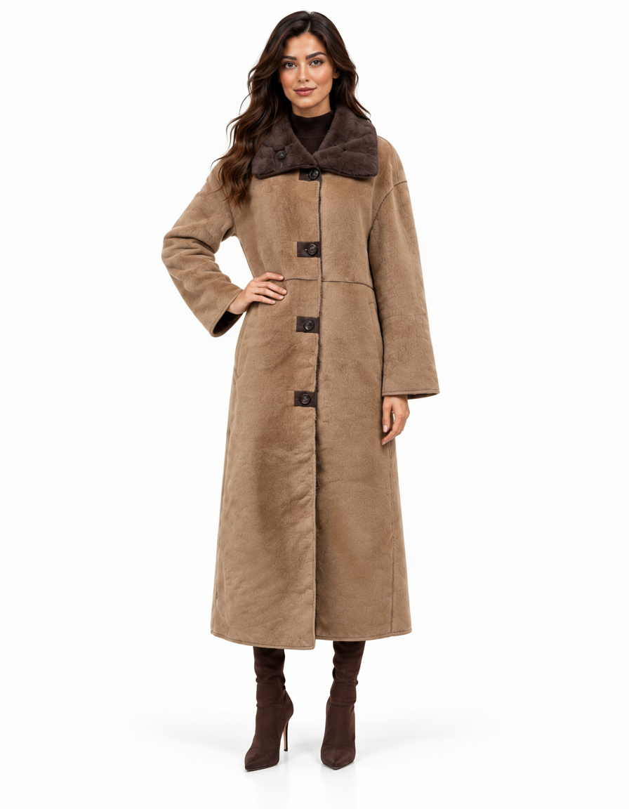 Nahed Everyday Maxi Jacket – Button-Front High Neck  Elora