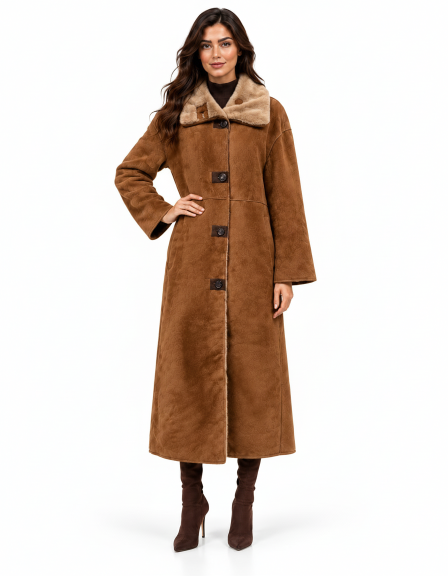 Nahed Everyday Maxi Jacket – Button-Front High Neck  Elora