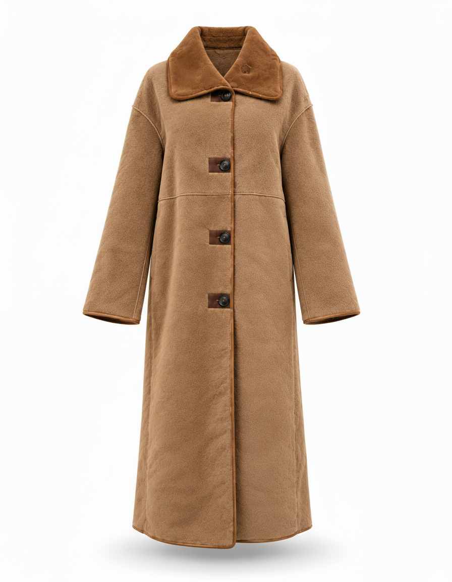 Nahed Everyday Maxi Jacket – Button-Front High Neck  Elora
