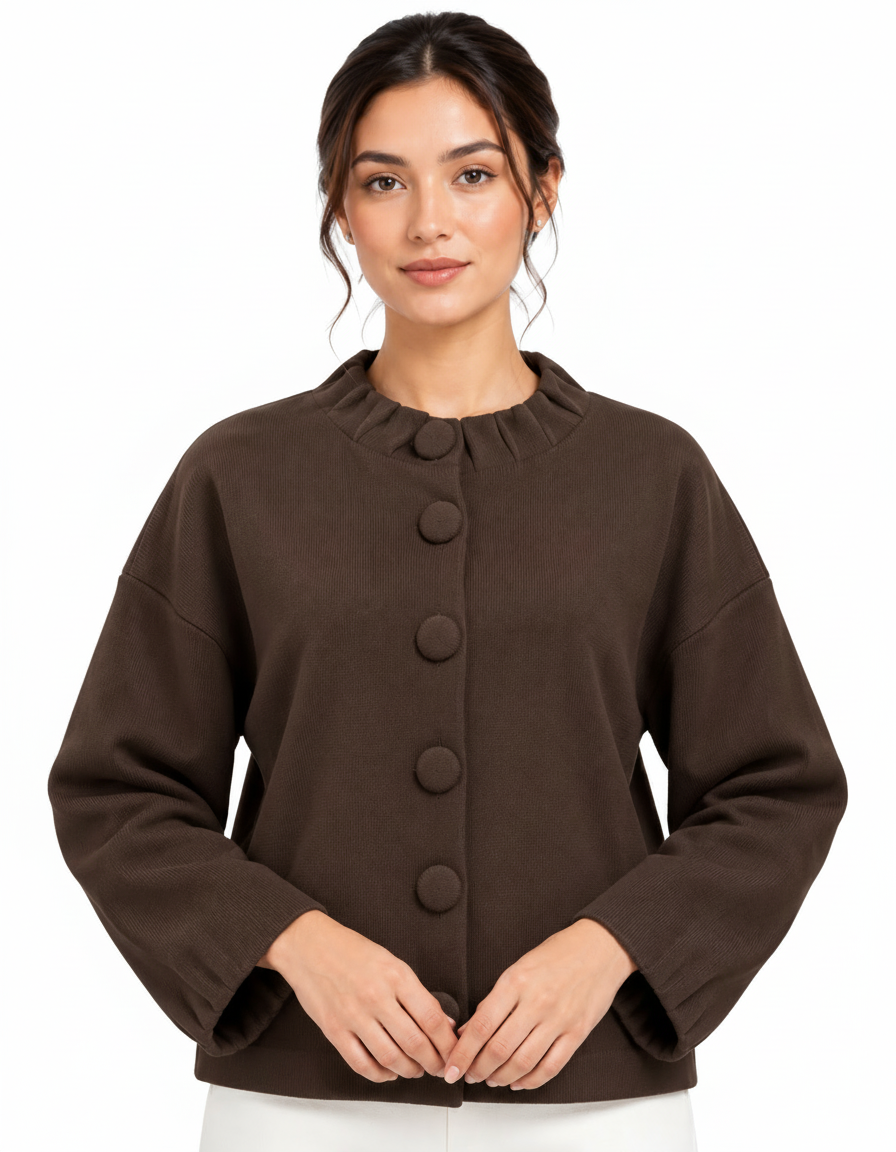 Inaam Viscose Jacket – Button-Front Long Sleeve  Elora