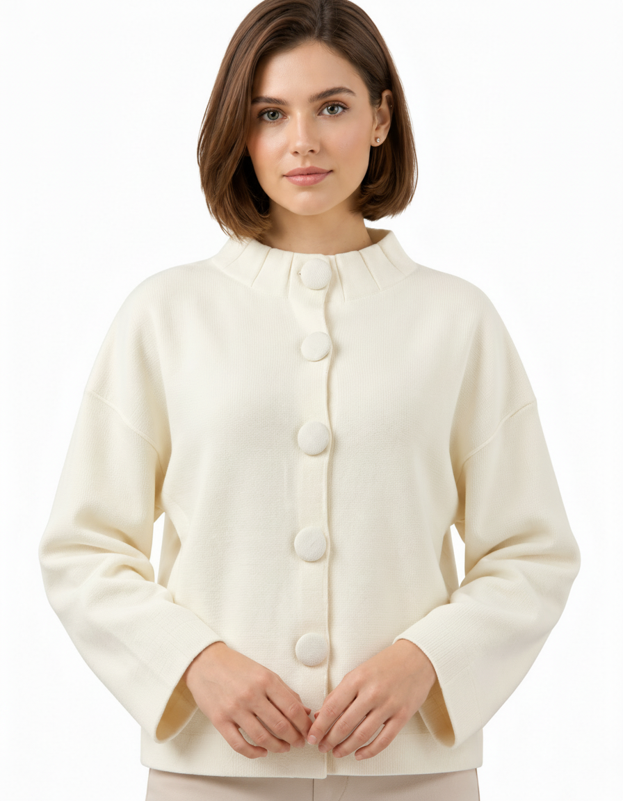 Inaam Viscose Jacket – Button-Front Long Sleeve  Elora