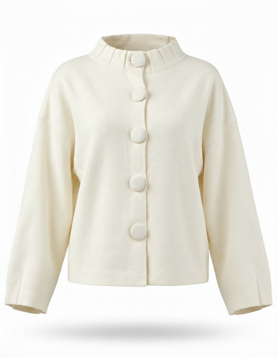 Inaam Viscose Jacket – Button-Front Long Sleeve  Elora