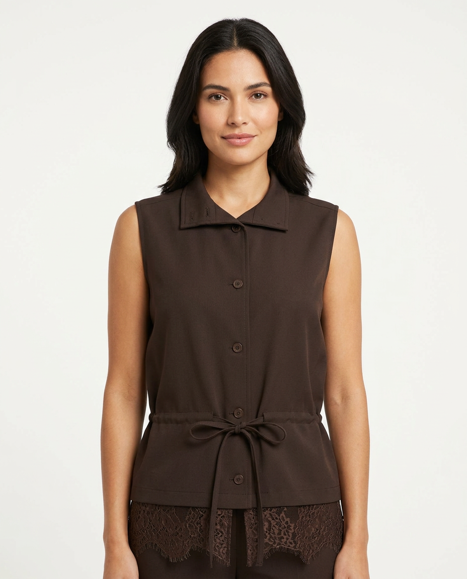Sohaila Everyday Gilet – Button-Front Sleeveless  Elora