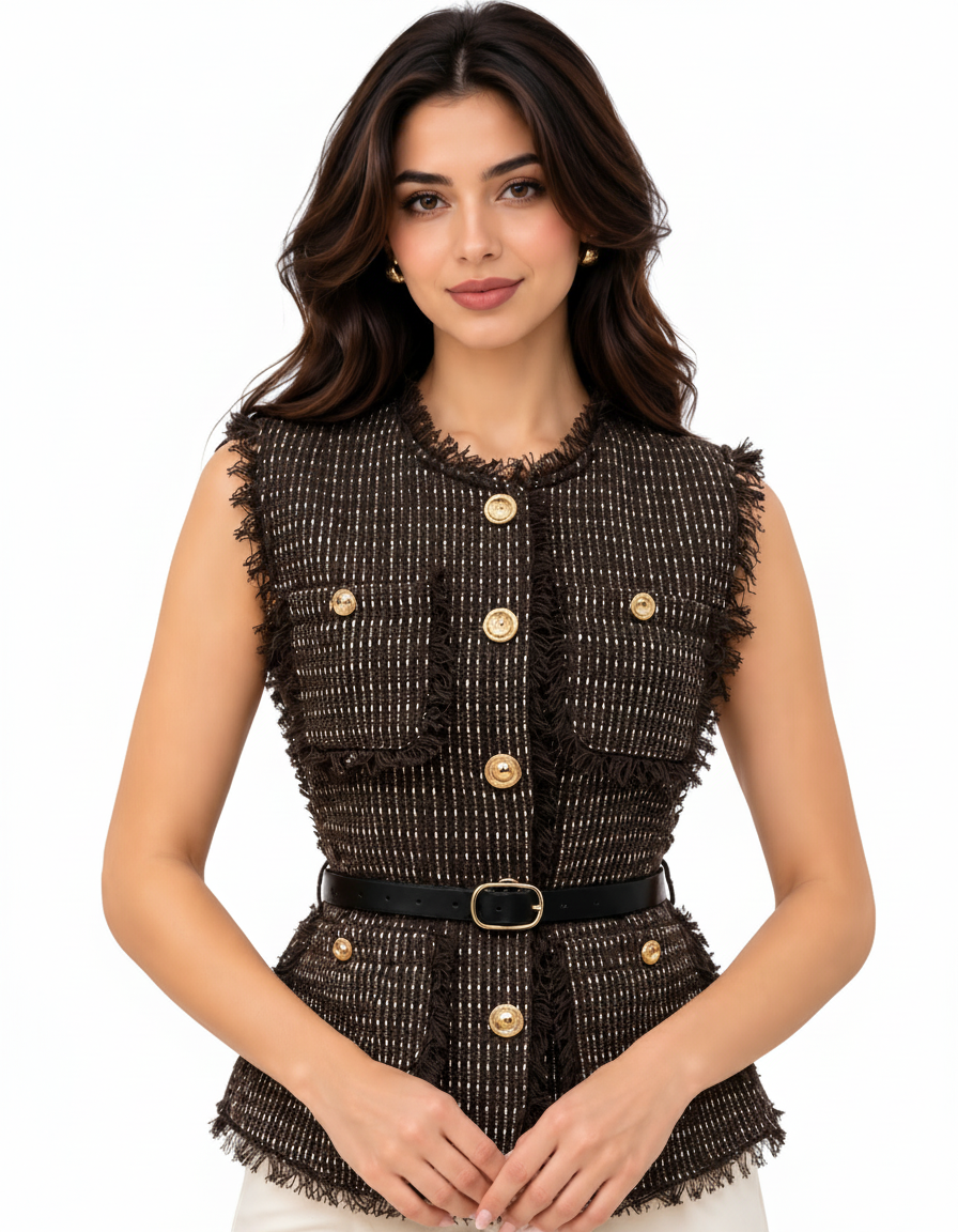 Firdaus Everyday Gilet – Button-Front Sleeveless  Elora