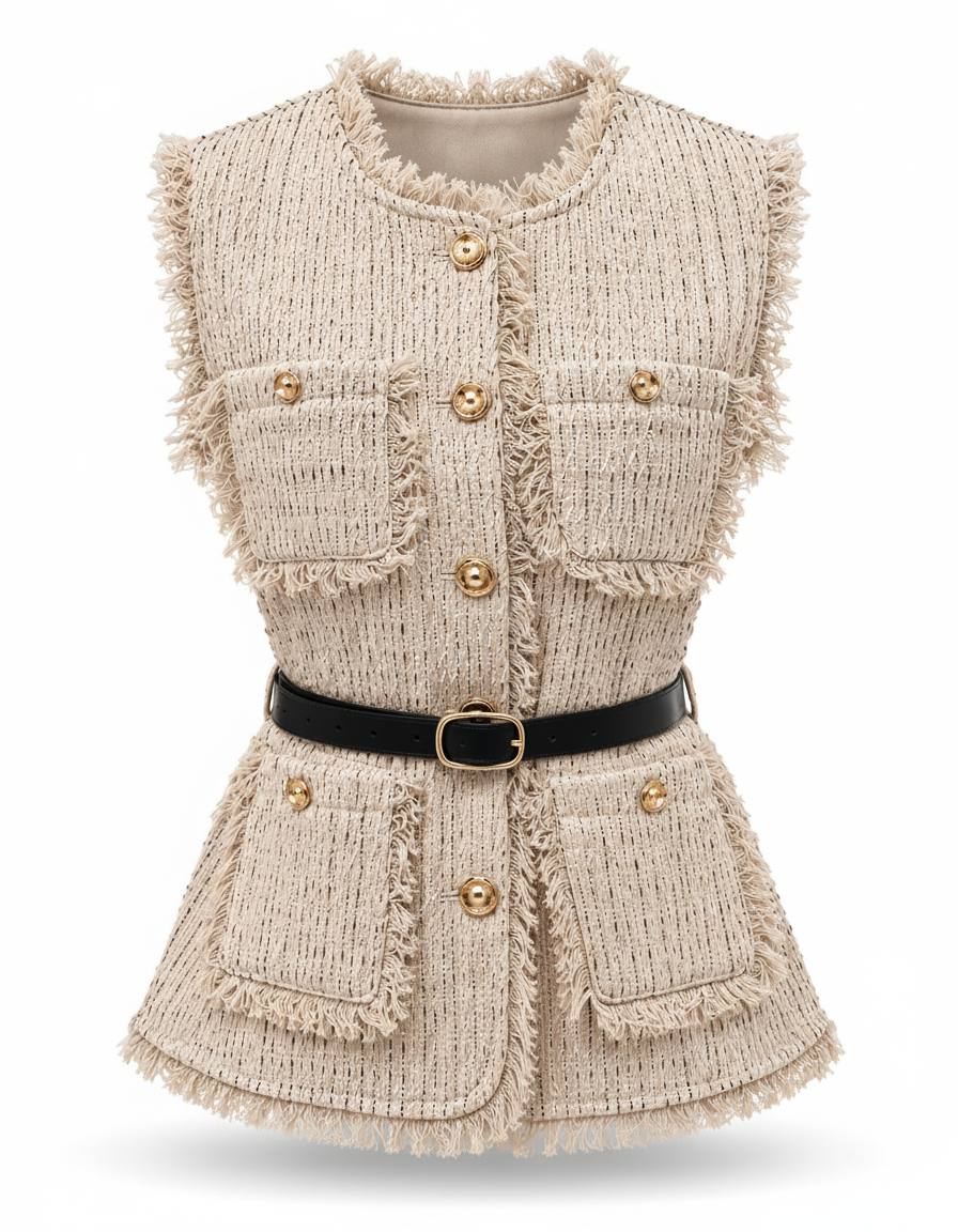 Firdaus Everyday Gilet – Button-Front Sleeveless  Elora