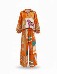 Nabila Animal Print Co-ord Set – Pull-On Collared  Elora