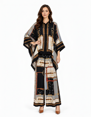 Nawar Geometric Co-ord Set – Button-Front Collared  Elora