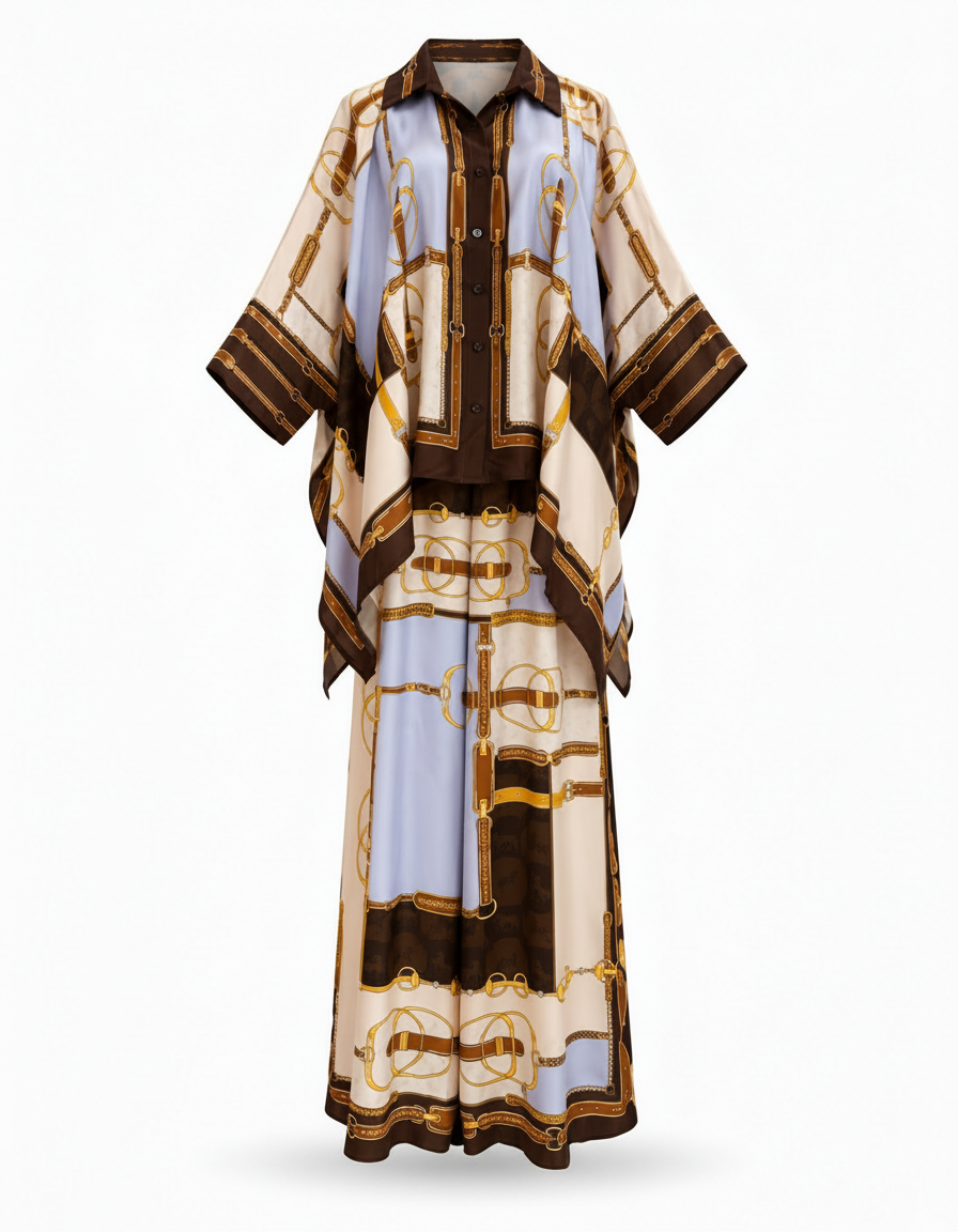 Nawar Geometric Co-ord Set – Button-Front Collared  Elora
