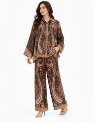 Nibal Abstract Co-ord Set – Button-Front Collared  Elora